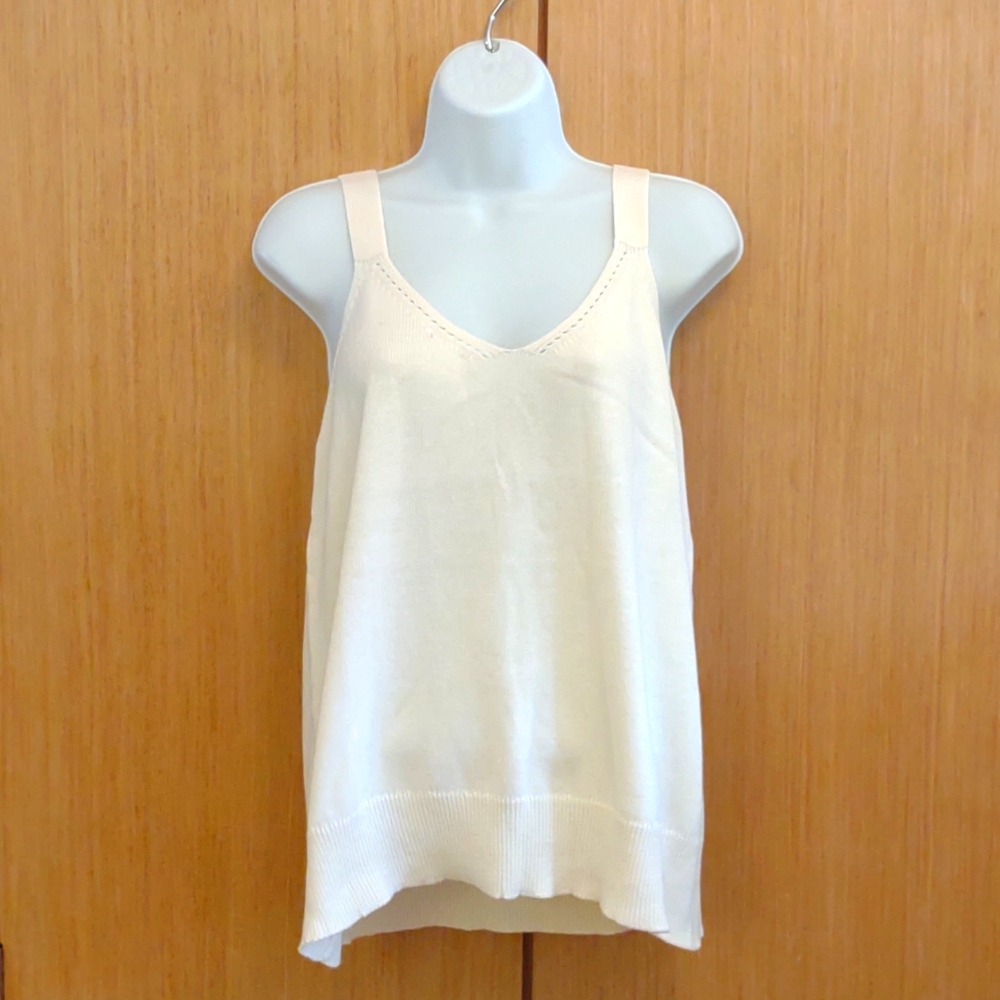 NWOT Off White Sweater Tank SZ L By Heyson